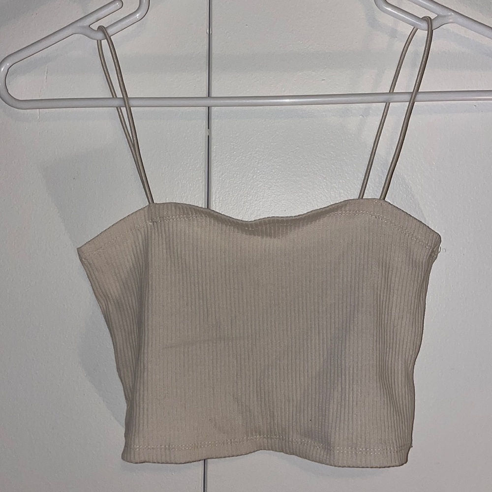 Cropped white sling string tank top